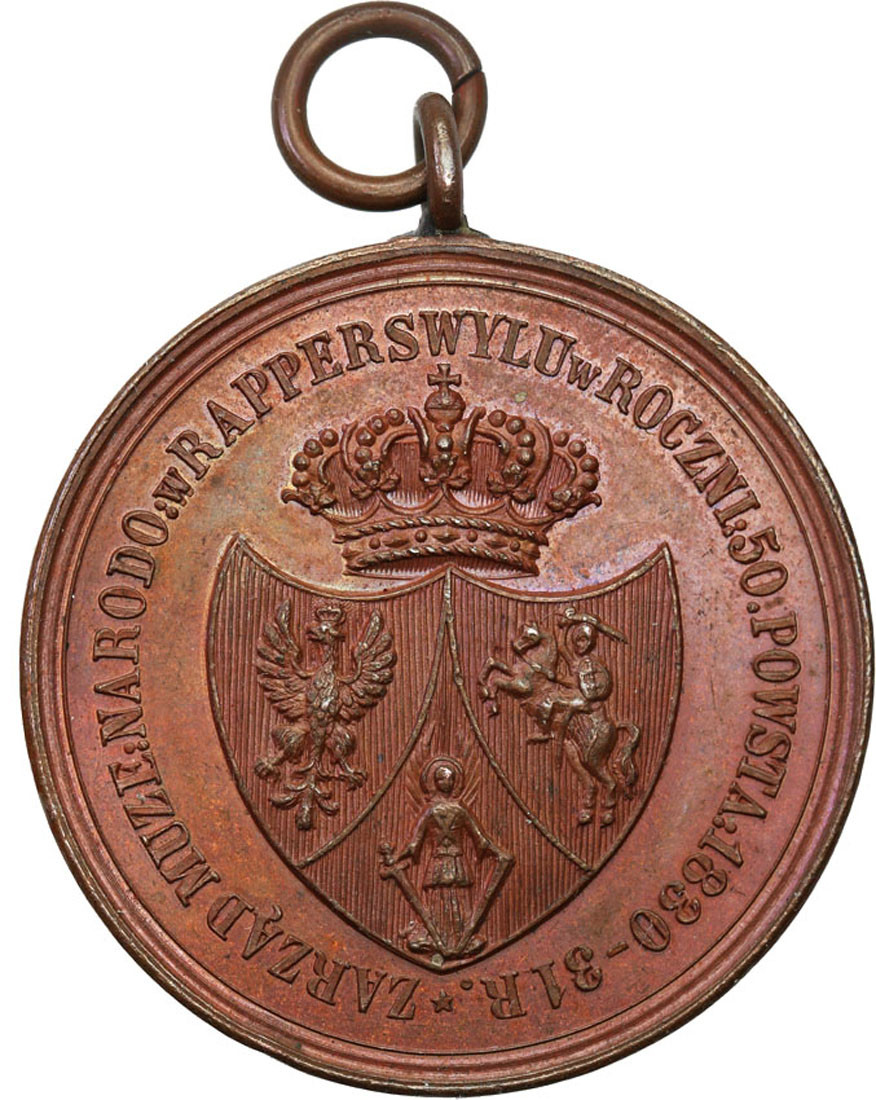 Polska pod zaborami. Medal 50-lecie Powstania Listopadowego 1880 r. - PIĘKNY